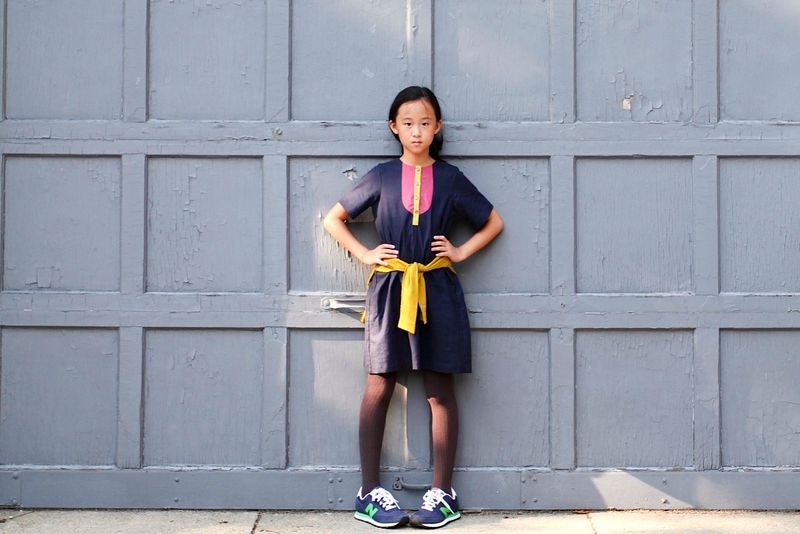 Great color block bib dress for girls by Neige